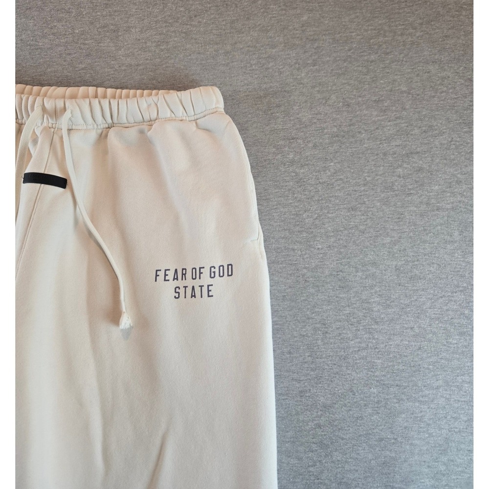 Fear of God Essentials Sweatpants Mens L Cream State Graphic Joggers Athleisure - Picture 3 of 16